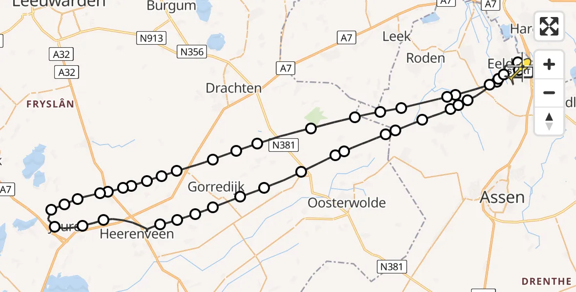 Routekaart van de vlucht: Lifeliner 4 naar Groningen Airport Eelde, Lugtenbergerweg
