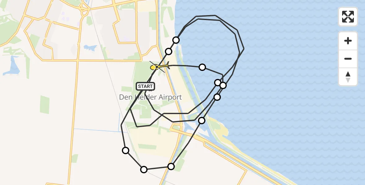 Routekaart van de vlucht: Politieheli naar Vliegveld De Kooy, Luchthavenweg