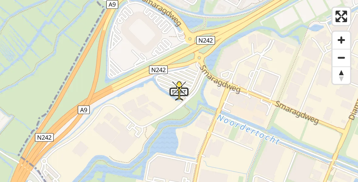 Routekaart van de vlucht: Lifeliner 1 naar Alkmaar, Parelweg