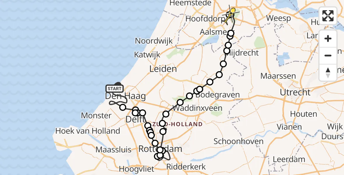 Routekaart van de vlucht: Politieheli naar Schiphol, Houtrustweg