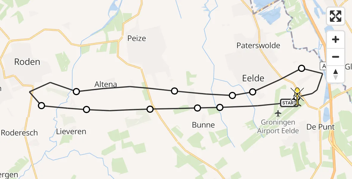 Routekaart van de vlucht: Lifeliner 4 naar Groningen Airport Eelde, Watermolendijk