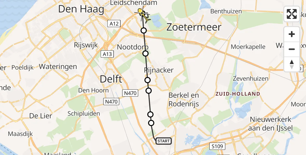 Routekaart van de vlucht: Lifeliner 2 naar Leidschendam, Golfbaan