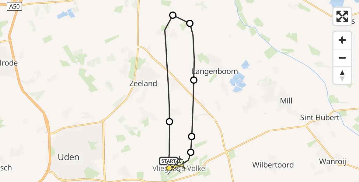Routekaart van de vlucht: Lifeliner 3 naar Vliegbasis Volkel, Millsebaan