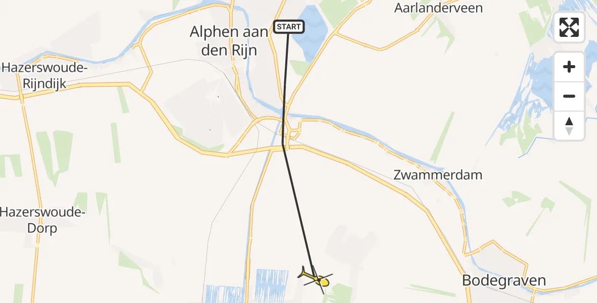 Routekaart van de vlucht: Lifeliner 1 naar Boskoop, Olympiaweg