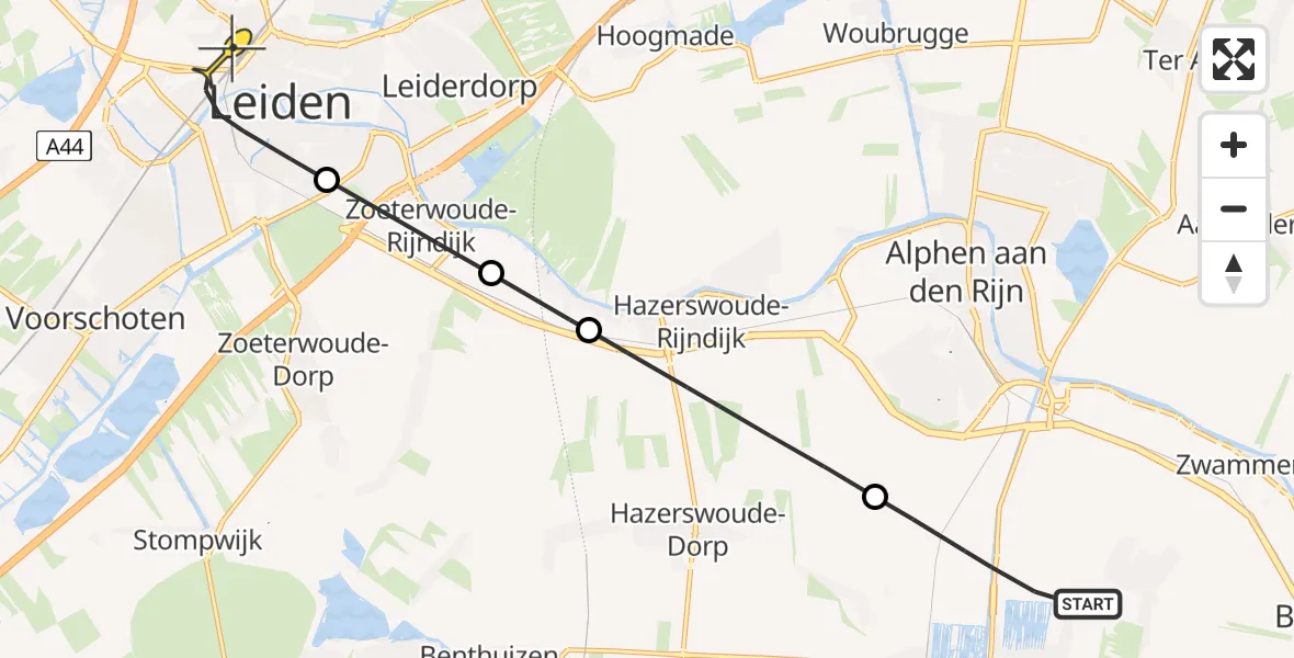 Routekaart van de vlucht: Lifeliner 1 naar Leiden, Nesse