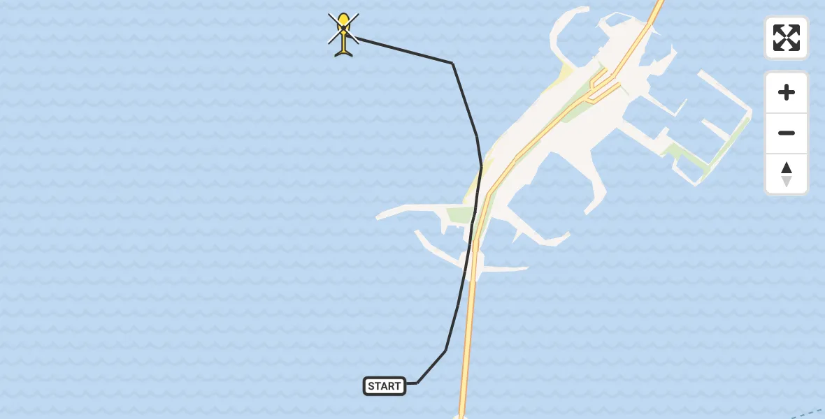 Routekaart van de vlucht: Kustwachthelikopter naar Vrouwenpolder, Hoogh Plaetweg