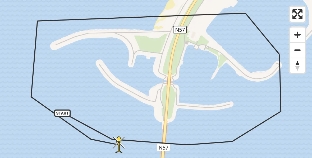 Routekaart van de vlucht: Kustwachthelikopter naar Vrouwenpolder, Faelweg