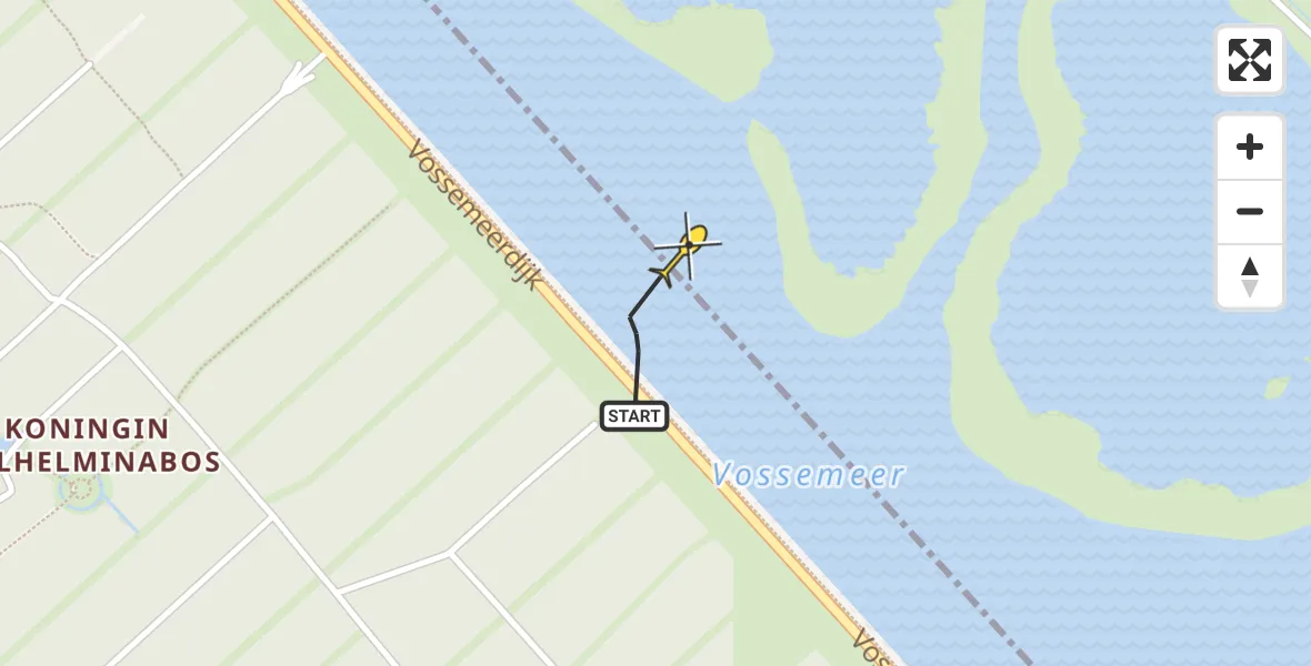 Routekaart van de vlucht: Politiehelikopter naar Kampen, Vossemeer