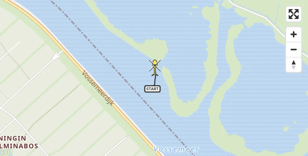 Routekaart van de vlucht: Politiehelikopter naar Kampen, Vossemeer