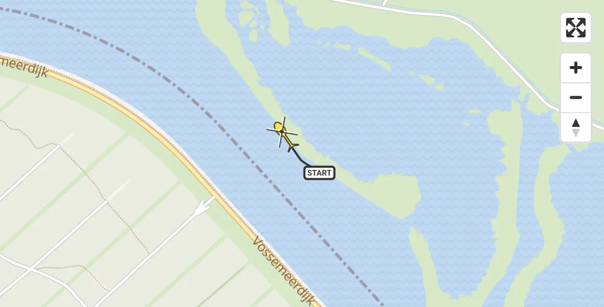 Routekaart van de vlucht: Politiehelikopter naar Kampen, Vossemeerdijk