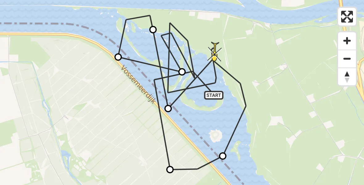Routekaart van de vlucht: Politiehelikopter naar Kampen, Vossemeerdijk