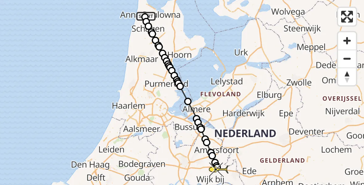 Routekaart van de vlucht: Lifeliner 1 naar Maarsbergen, Korte Bosweg