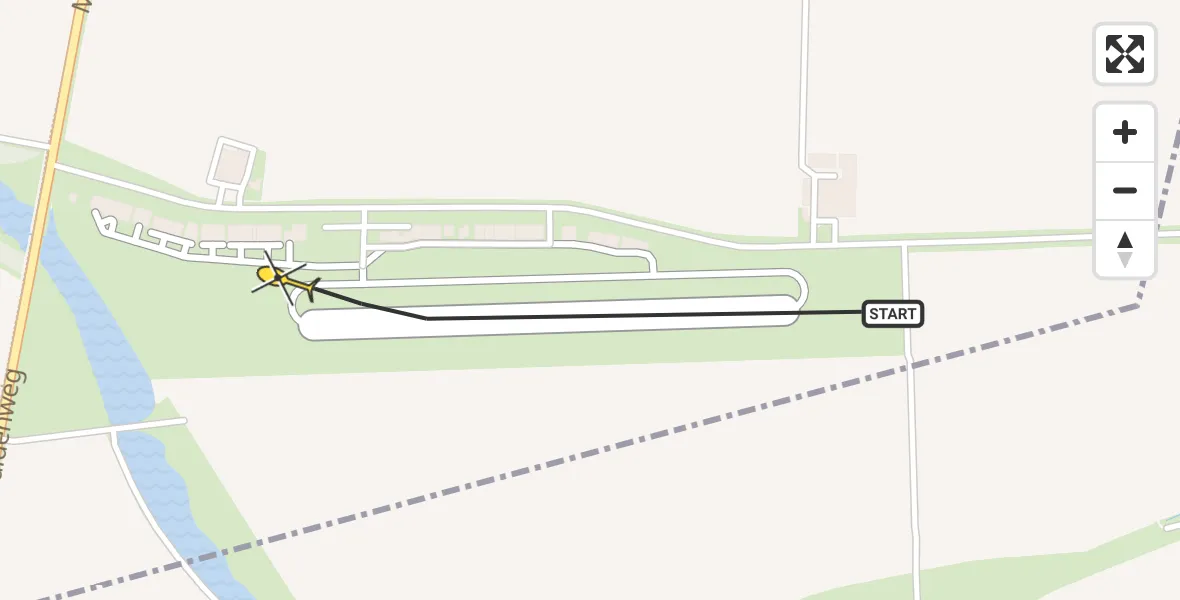 Routekaart van de vlucht: Kustwachthelikopter naar Vliegveld Midden-Zeeland, Calandweg