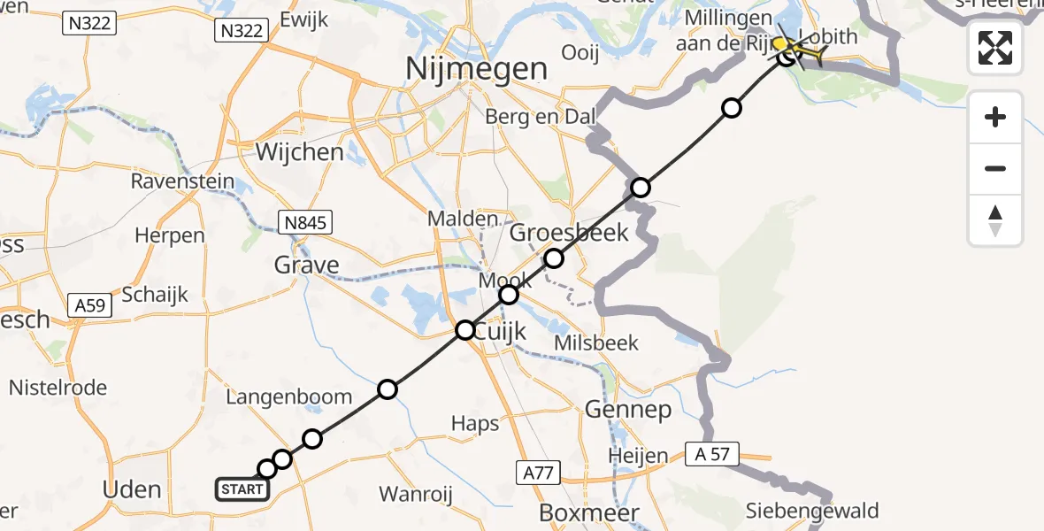 Routekaart van de vlucht: Lifeliner 3 naar Tolkamer, Trentsedijk
