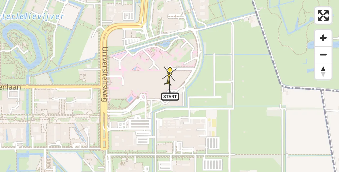 Routekaart van de vlucht: Lifeliner 1 naar Universitair Medisch Centrum Utrecht, UMC Ambulancetunnel