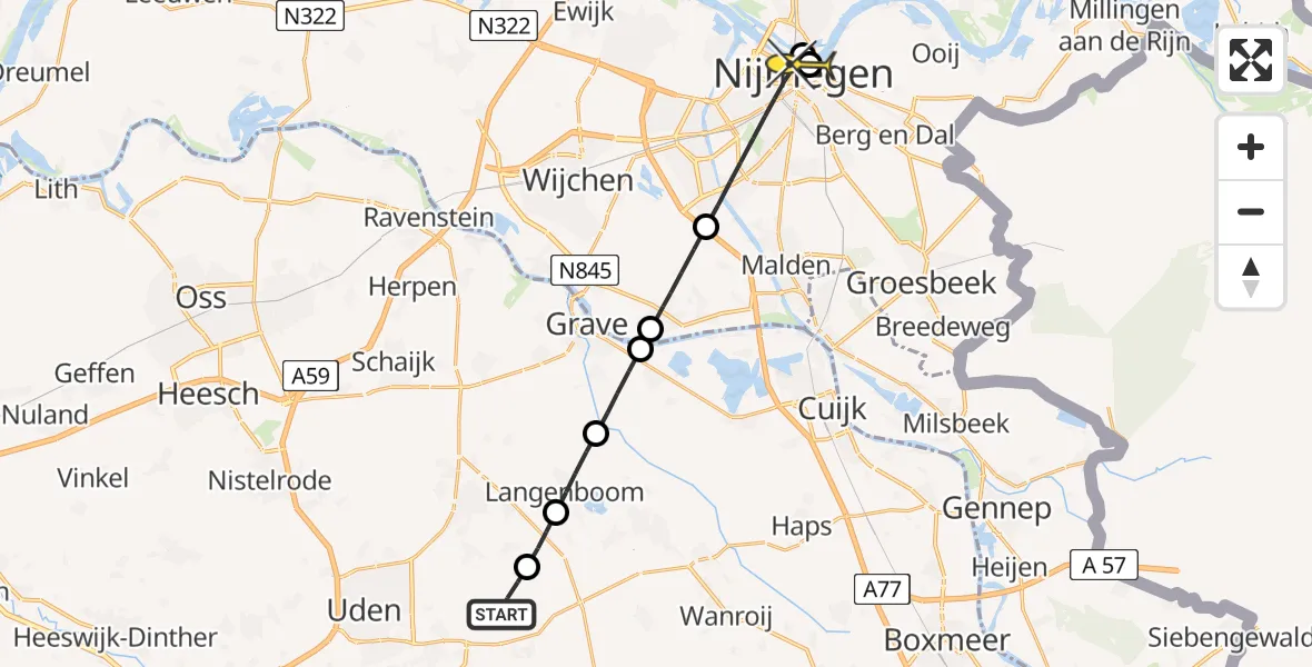 Routekaart van de vlucht: Lifeliner 3 naar Nijmegen, Houtvennen