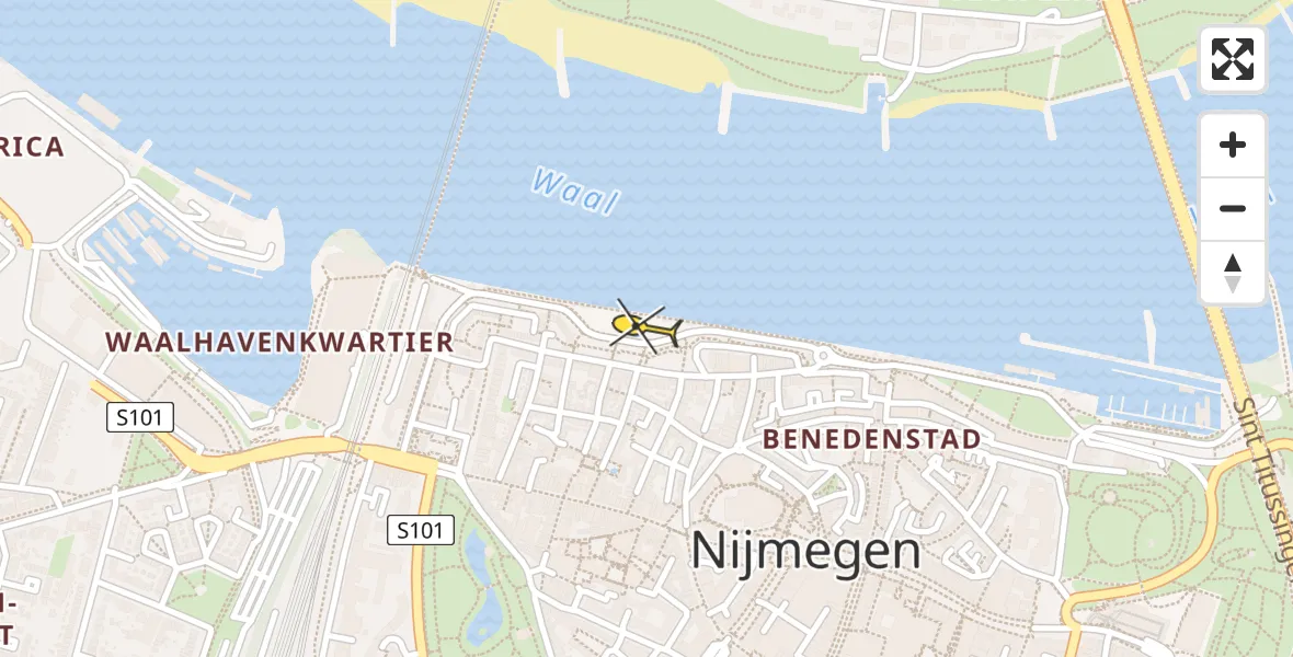 Routekaart van de vlucht: Lifeliner 3 naar Nijmegen