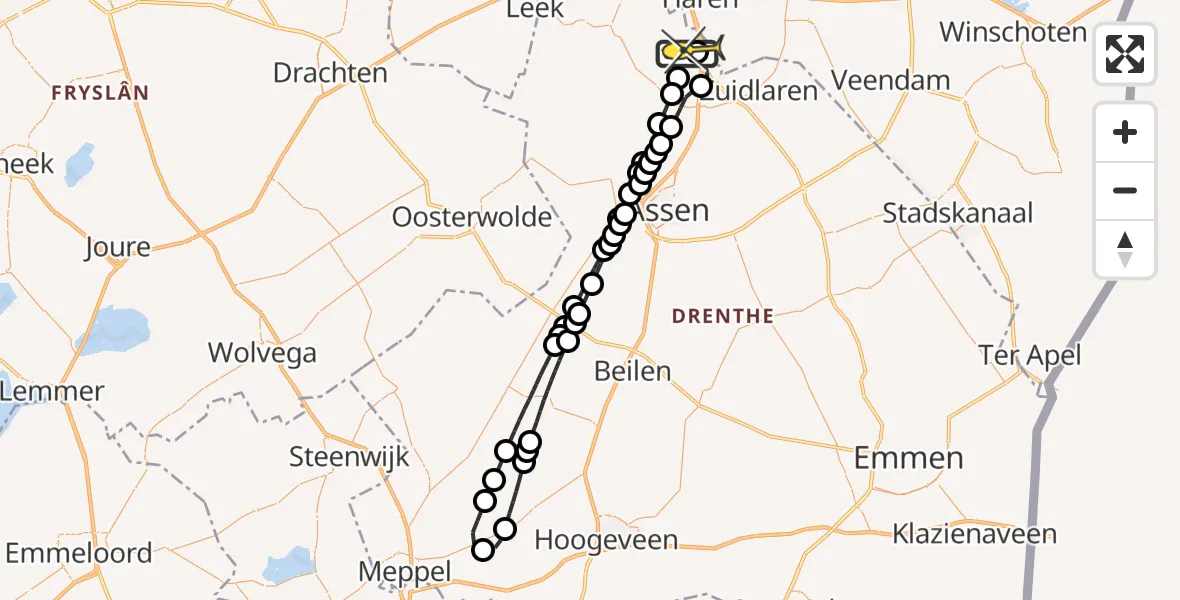 Routekaart van de vlucht: Lifeliner 4 naar Groningen Airport Eelde, Moespot