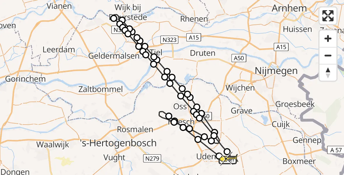 Routekaart van de vlucht: Lifeliner 3 naar Vliegbasis Volkel, Boshond
