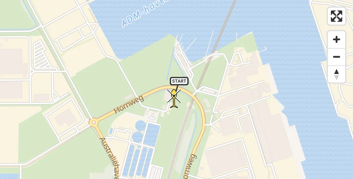 Routekaart van de vlucht: Lifeliner 1 naar Amsterdam Heliport, Hornweg