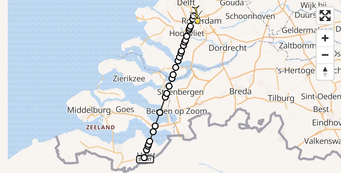 Routekaart van de vlucht: Lifeliner 2 naar Rotterdam The Hague Airport, Absdaalseweg