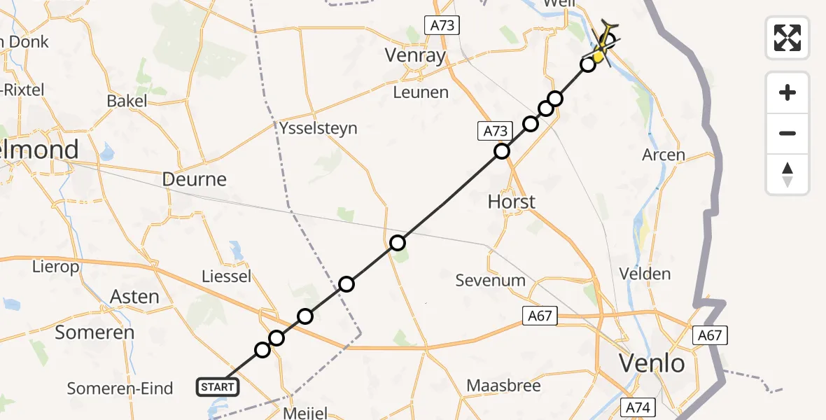 Routekaart van de vlucht: Lifeliner 3 naar Wellerlooi, Kluutweg