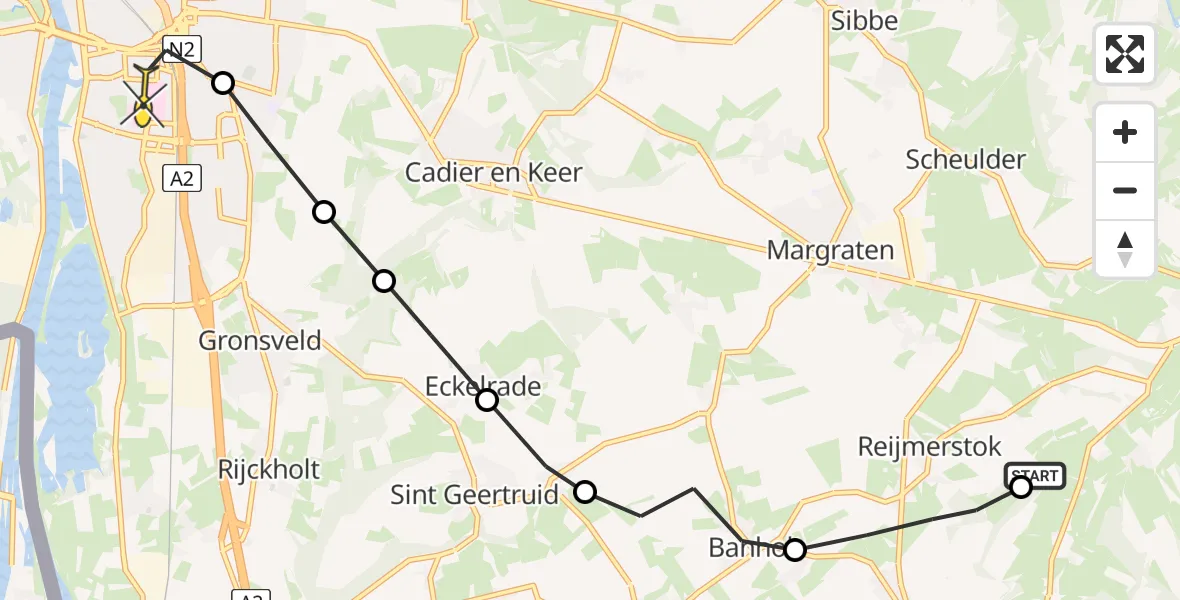 Routekaart van de vlucht: Lifeliner 3 naar Maastricht UMC+, Beutenakerweg