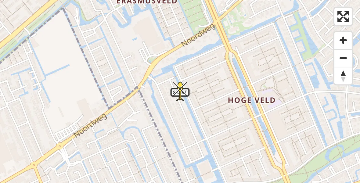 Routekaart van de vlucht: Lifeliner 1 naar Den Haag, Vigelandstraat