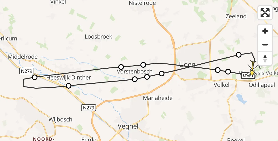 Routekaart van de vlucht: Lifeliner 3 naar Vliegbasis Volkel, Kromstraat
