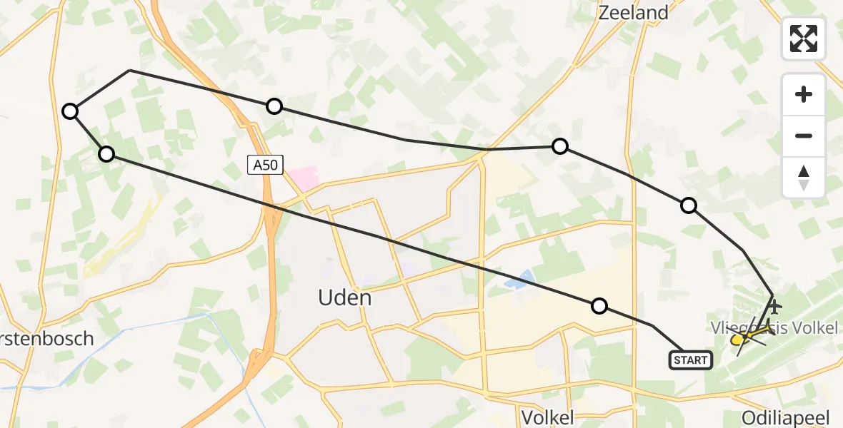 Routekaart van de vlucht: Lifeliner 3 naar Vliegbasis Volkel, Bovenstraat