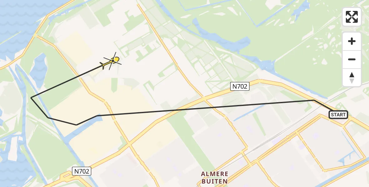 Routekaart van de vlucht: Politieheli naar Almere, De Vaart