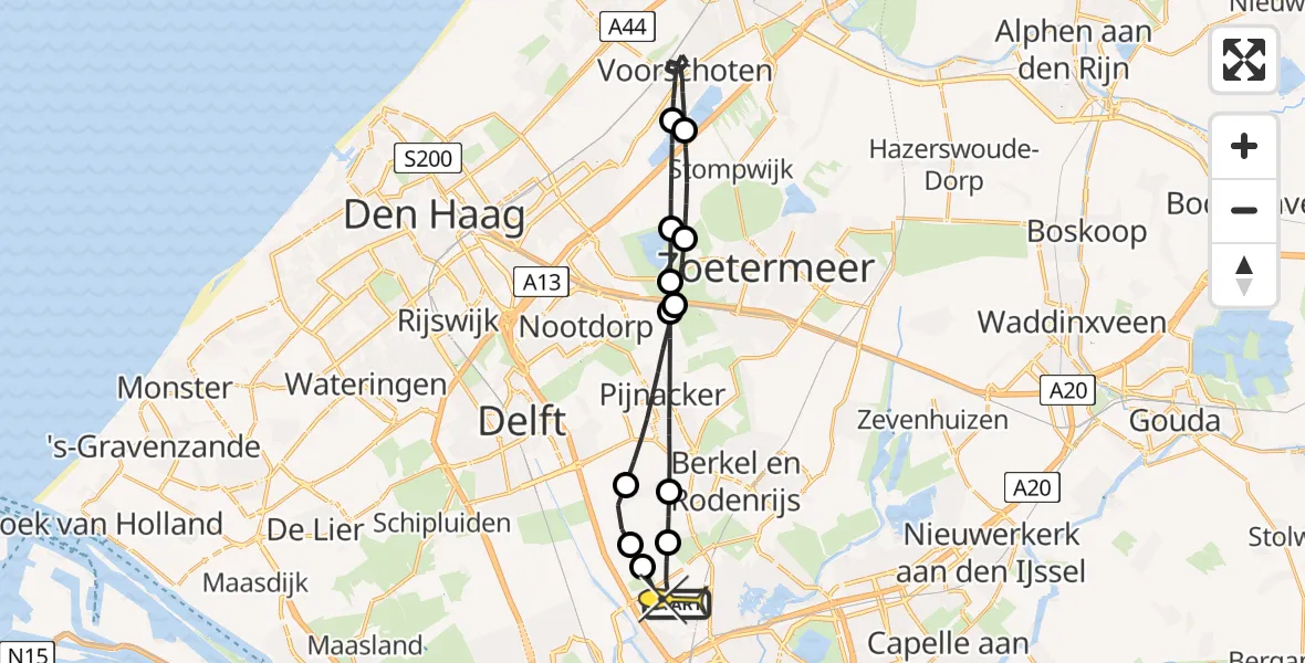 Routekaart van de vlucht: Lifeliner 2 naar Rotterdam The Hague Airport, Oude Bovendijk