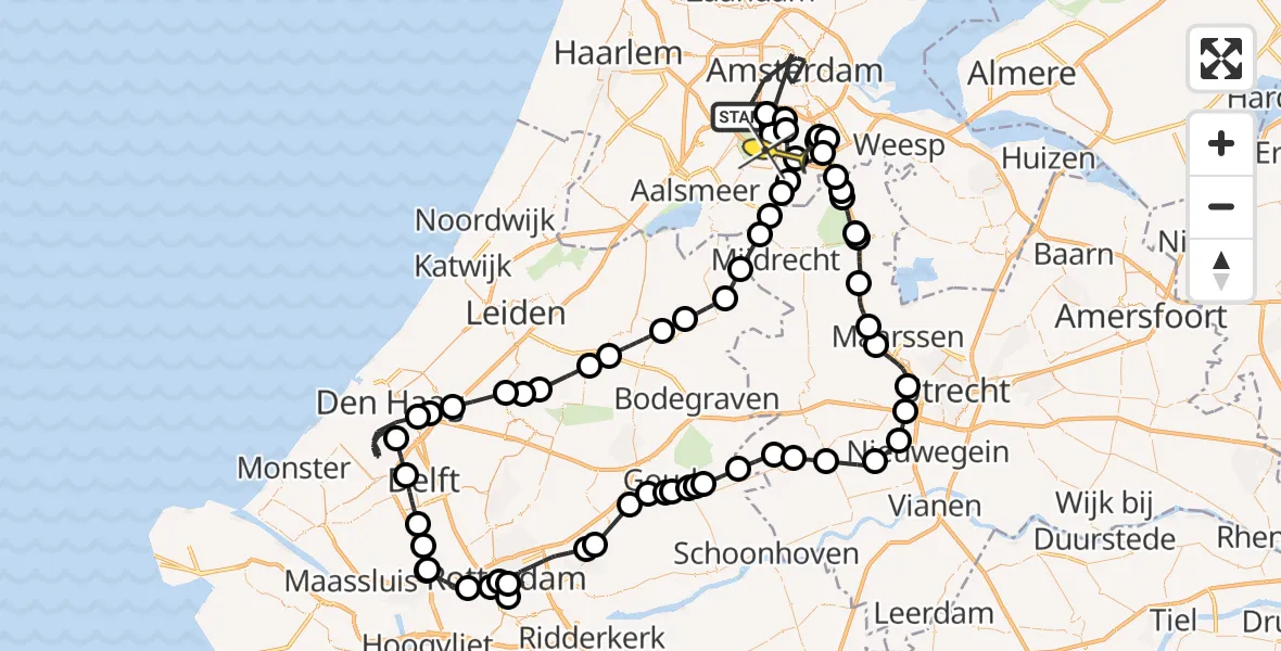 Routekaart van de vlucht: Politiehelikopter naar Amstelveen, Maassluisstraat