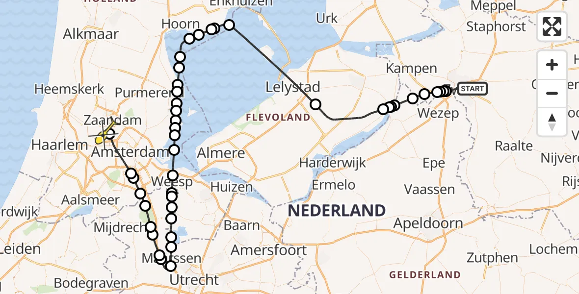 Routekaart van de vlucht: Lifeliner 1 naar Amsterdam Heliport, Bagijneweide