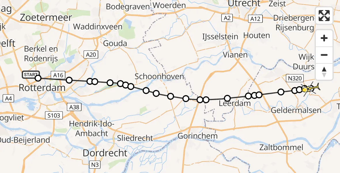 Routekaart van de vlucht: Lifeliner 2 naar Buren, Copernicuslaan