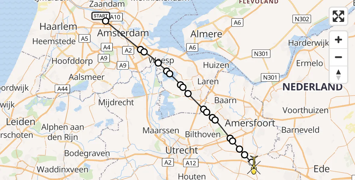Routekaart van de vlucht: Lifeliner 1 naar Maarsbergen, Westhaven