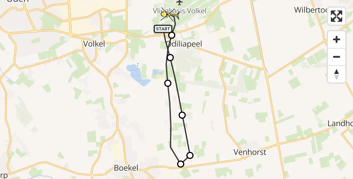 Routekaart van de vlucht: Lifeliner 3 naar Vliegbasis Volkel, Vogelstraat