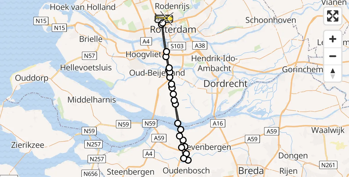 Routekaart van de vlucht: Lifeliner 2 naar Rotterdam The Hague Airport, Neel Gijsenstraat