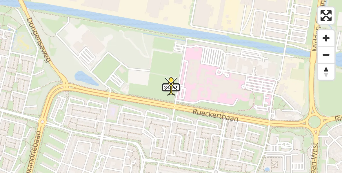 Routekaart van de vlucht: Lifeliner 3 naar Tilburg, Brugstraat