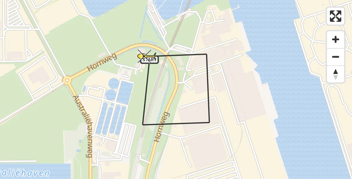 Routekaart van de vlucht: Lifeliner 1 naar Amsterdam Heliport, Hornweg