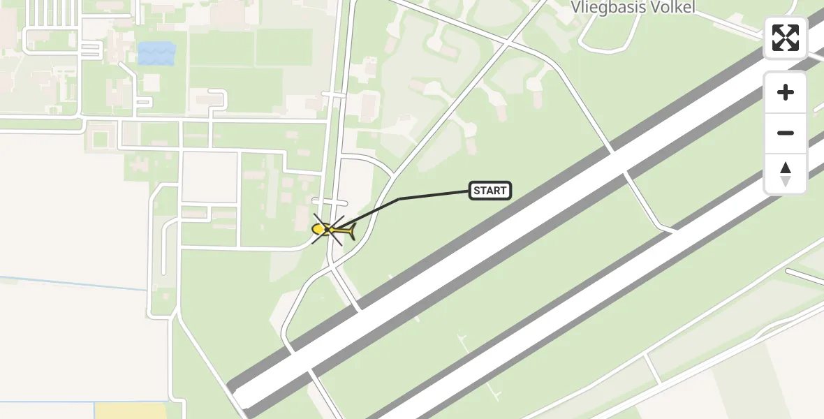 Routekaart van de vlucht: Politieheli naar Vliegbasis Volkel, Zeelandsedijk