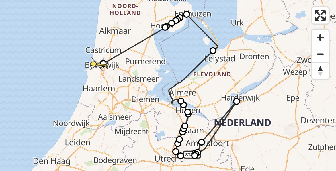 Routekaart van de vlucht: Politiehelikopter naar Beverwijk, Richelleweg