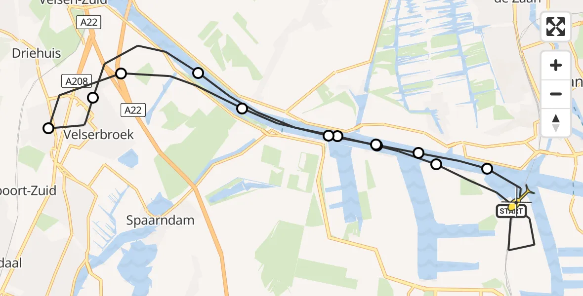 Routekaart van de vlucht: Lifeliner 1 naar Amsterdam Heliport, Maltaweg