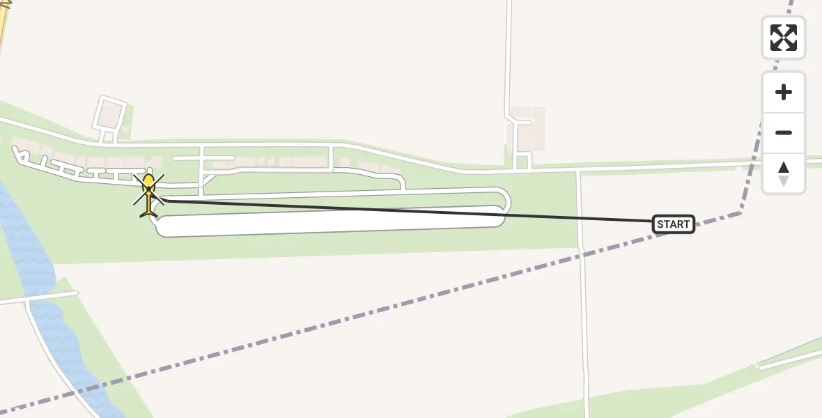 Routekaart van de vlucht: Kustwachthelikopter naar Vliegveld Midden-Zeeland, Calandweg