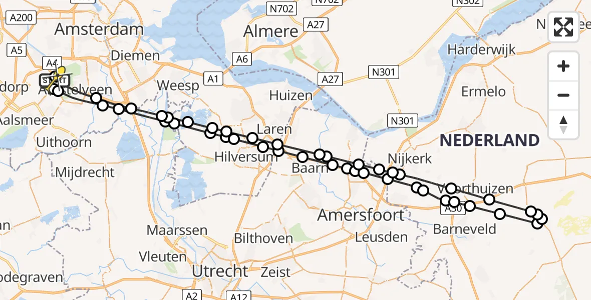 Vluchtroute Politiehelikopter van Schiphol naar Schiphol