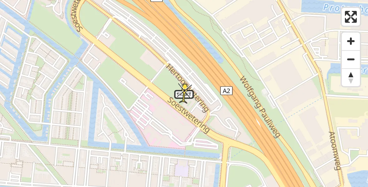 Routekaart van de vlucht: Lifeliner 1 naar Utrecht, Hertogswetering