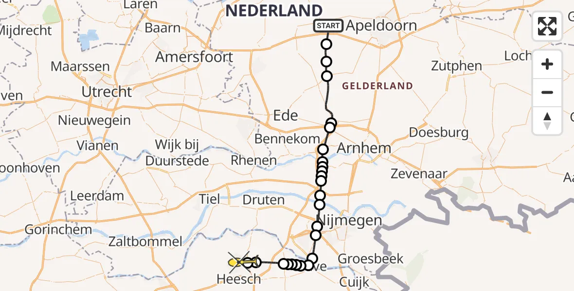 Routekaart van de vlucht: Lifeliner 3 naar Oss, Spoorlaan