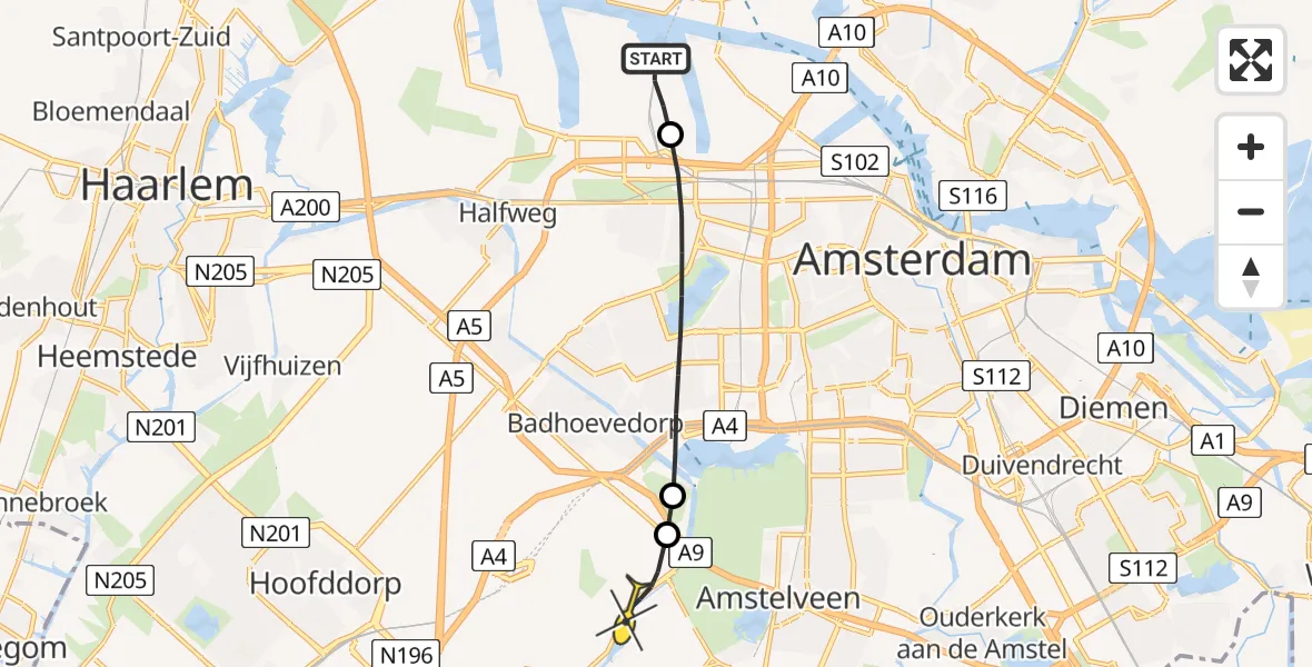 Routekaart van de vlucht: Lifeliner 1 naar Schiphol, Maltaweg