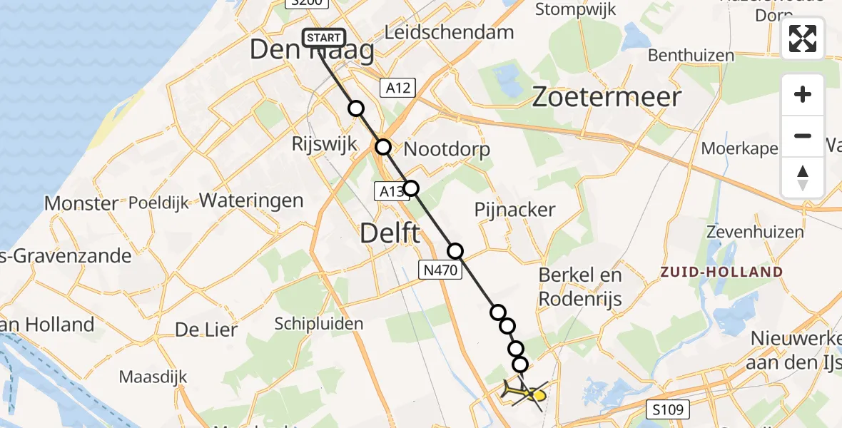 Routekaart van de vlucht: Lifeliner 2 naar Rotterdam The Hague Airport, Groenewegje