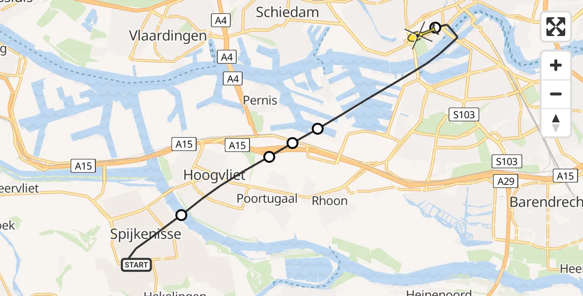 Routekaart van de vlucht: Lifeliner 2 naar Erasmus MC, Sterrenhof